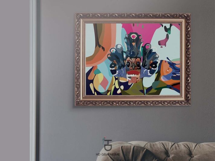 Surreal Pop Sri Lanka Mask Print – Image 2