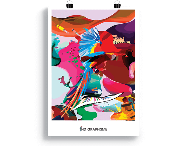 Poster Parrot Surrealist HD Graphisme